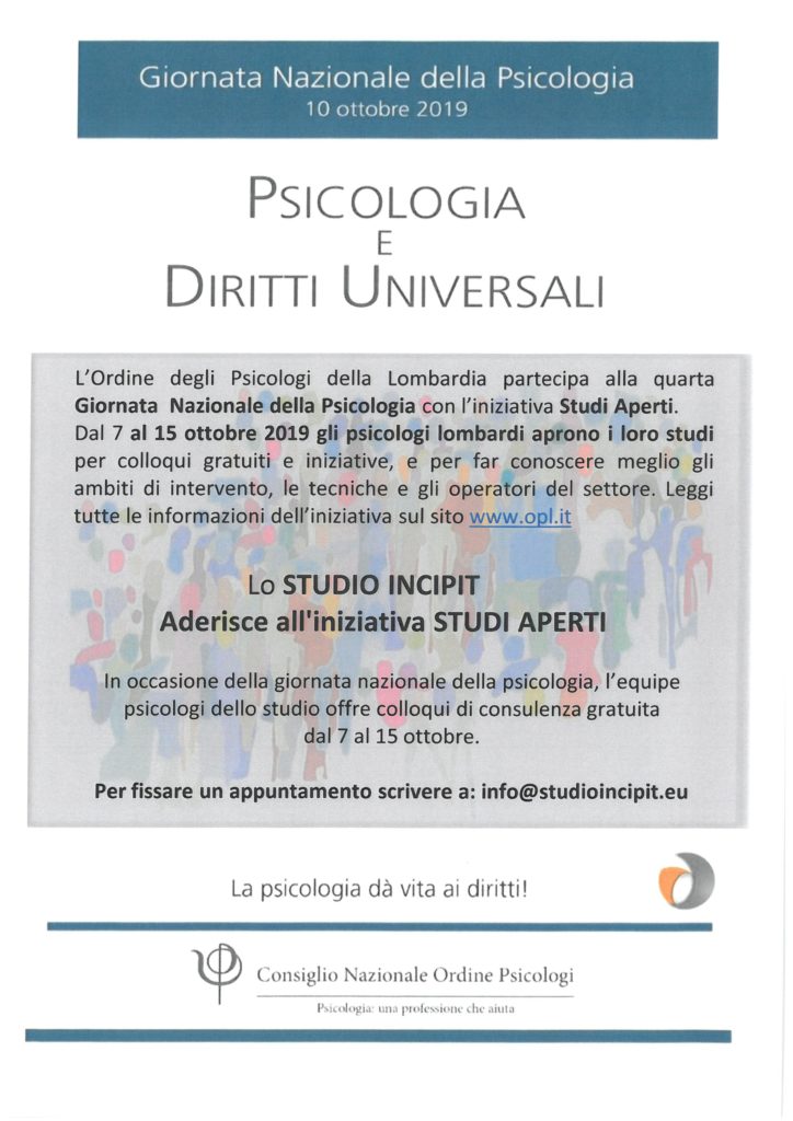 Giornata nazionale della psicologia - Iniziativa Studi Aperti | Studio Incipit